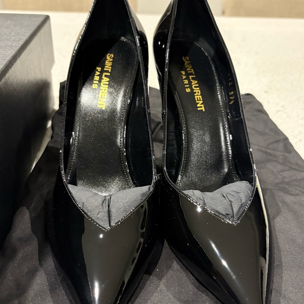 Saint Laurent Black Patent Pointed-Toe Pumps